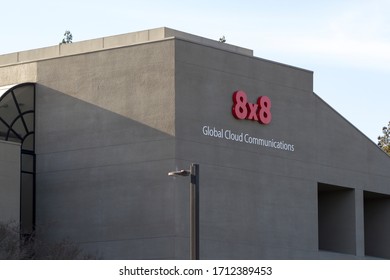 San Jose, CA, USA - Feb 12, 2020: VoIP Company 8x8 Inc.'s San Jose Office Exterior. 8x8 Products Include Cloud-based Voice, Contact Center, Video, Mobile And Unified Communications For Businesses.