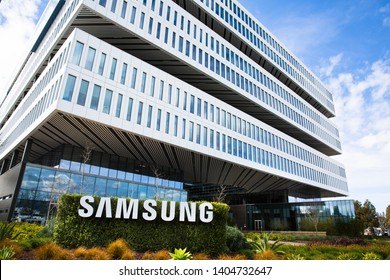 San Jose, CA/ USA - March 26, 2019: Samsung Semiconductor, Inc, Silicon Valley Headquarters,  subsidiary of Samsung Electronics, Ltd, mobile, SSD, chip and consumer electronics maker