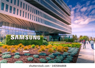 San Jose, CA/ USA - March 26, 2019: Samsung Semiconductor, Inc, Silicon Valley Headquarters,  subsidiary of Samsung Electronics, Ltd, mobile, SSD, chip and consumer electronics maker