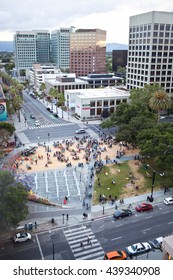 SAN JOSE, CALIFORNIA - JUNE 17, 2016: Cyclists Gather For San Jose Bike Party In Plaza De Cesar Chavez Park On June 17, 2016 In San Jose, California.