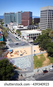 SAN JOSE, CALIFORNIA - JUNE 18, 2016: Plaza De Cesar Chavez Park On A Sunny Morning On June 18, 2016 In San Jose, California.