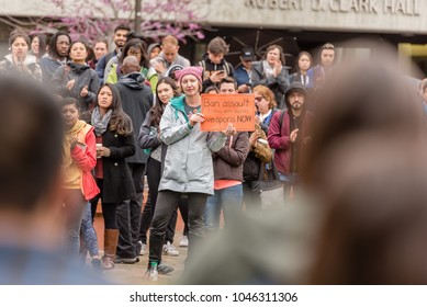 San Jose, California / USA - 03-14-18: San Jose State University Students Participate In The 1st National School Walkout Protest Rally For Gun Reform.