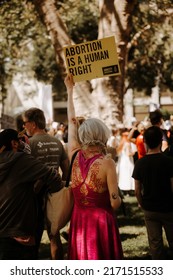 San Jose, California, USA, June 25, 2022, Protest after abortion decision from the supreme court, Women rights activists standing against the court decision