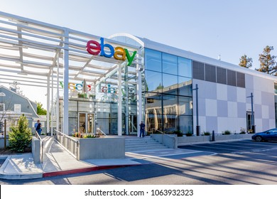 San Jose, California, USA - March 29, 2018: eBay's welcome center "main street" at eBay 's headquarters campus in Silicon Valley. eBay Inc. is a multinational e-commerce corporation.
