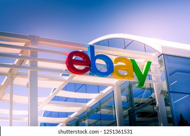 San Jose, California, USA - May 21, 2018: eBay's headquarters campus, Welcome center named Main Street. eBay Inc is a global e-commerce leader with  Marketplace, StubHub and Classifieds platforms