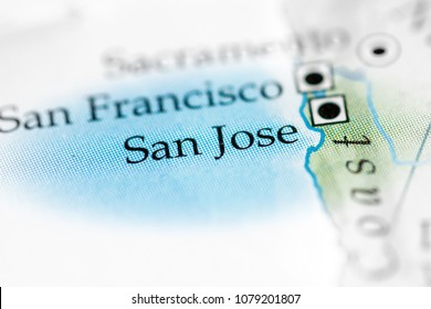 San Jose, California, USA On A Map. 