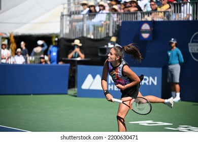 SAN JOSE, CAU.S.A. – AUGUST 7, 2022:  Daria Kasatkina (RUS) Competes In The Finals At The Mubadala Silicon Valley Classic.