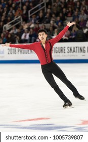 San Jose, CA/U.S.A. - January 6, 2018: Vincent Zhou Performs During The Men's Freeskate At The U.S. National Figure Skating Championships