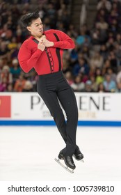 San Jose, CA/U.S.A. - January 6, 2018: Vincent Zhou Performs During The Men's Freeskate At The U.S. National Figure Skating Championships