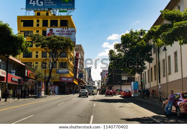 San Jose, Costa Rica.\
February 18, 2018. A bustling main street in downtown San Jose,\
Costa Rica