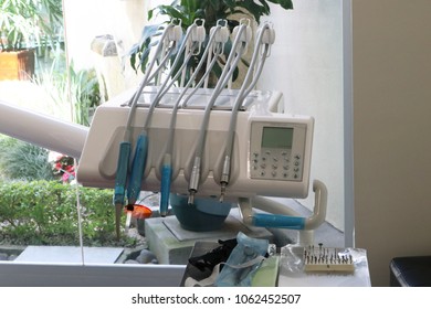 San Jose / Costa Rica; July 1, 2016; Dental Equipment In The Office Of Dentist Mario Garita In Costa Rica. His Business Is Called The Dental Experience And Practices Holistic Dentistry.