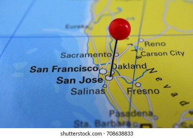 San Jose Pinned On A Map, City Of California