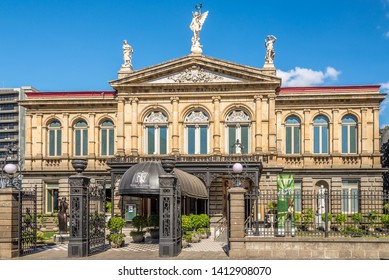 SAN JOSE,COSTA RICA - MARCH 23,2019 - View at the building of National Theatre in San Jose. San Jose is Capital of Costa Rica.