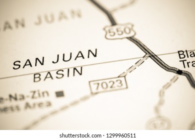 San Juan Basin. New Mexico. USA On A Map