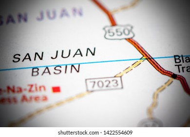 San Juan Basin. New Mexico. USA On A Map