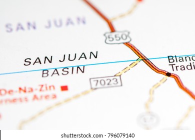 San Juan Basin. New Mexico. USA On A Map