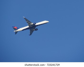 SAN JUAN, PUERTO RICO—MARCH 2017: A Delta Air Lines Aircraft Takes Off From The Luis Muñoz Marín International Airport In Puerto Rico. 