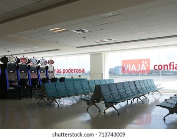 SAN JUAN, PUERTO RICO—MARCH 2017: Empty Seats At One Of The Pre-departure Areas Of The Luis Muñoz Marín International Airport In Puerto Rico.