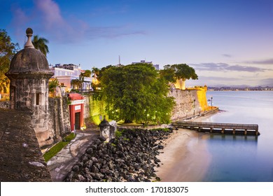San Juan, Puerto Rico coast at Paseo de la Princesa.