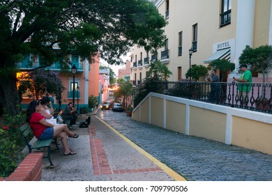 San Juan, Puerto Rico - June 6, 2011:  The Streets Of The Old City And People