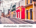 San Juan, Puerto Rico - March 26, 2024: Colourful cityscapes of the old town of San Juan, Puerto Rico
