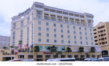   San Juan, Puerto Rico/Mexico - October 2018:   Sheraton Hotel at Port of Puerto Rico  