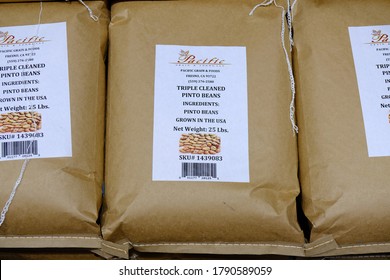 San Leandro, CA - August 4, 2020:  Bags Of Beans.