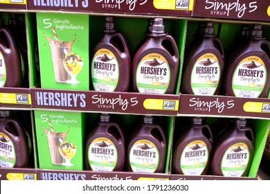 San Leandro, CA - August 4, 2020: Hershey's Chocolate Syrup.
