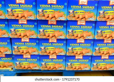San Leandro, CA - August 4, 2020: Vienna Sausages On A Pallet.