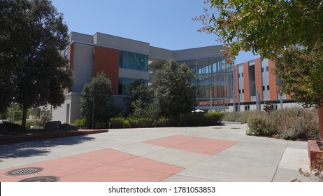 San Marcos, CA / USA - July 21, 2020: The Campus Of Palomar College, Completely Deserted Of Students. Classes Have Been Online Only Due To Covid 19 Since March.                              