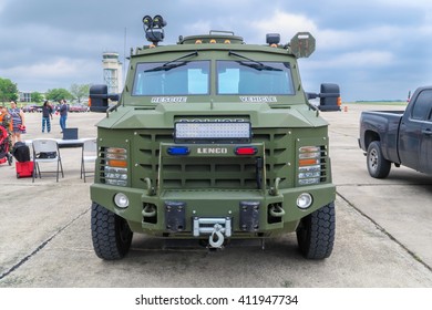 SAN MARCOS, TEXAS  APRIL 16 2016: Lenco BearCat Truck From The Front