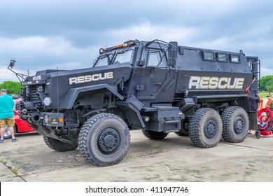 SAN MARCOS, TEXAS - APRIL 16 2016: Lenco BearCat Truck Rescue Vehicle Side View