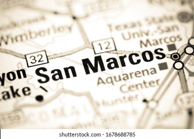 San Marcos. Texas. USA On A Map