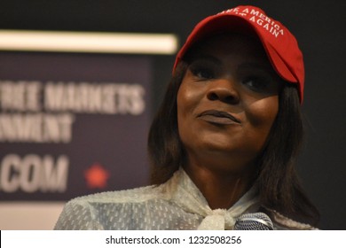 San Marcos, TX / United States - Oct. 24 2018: Turning Point USA Director Of Communications Candace Owens During A Visit To Texas State University In San Marcos.