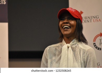 San Marcos, TX / United States - Oct. 24 2018: Turning Point USA Director Of Communications Candace Owens During A Visit To Texas State University In San Marcos.