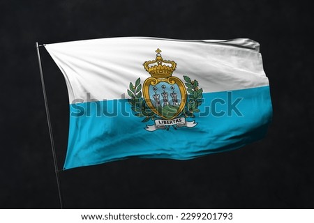 San Marino flag isolated on black background with clipping path. flag symbols of San Marino. flag frame with empty space for your text.
