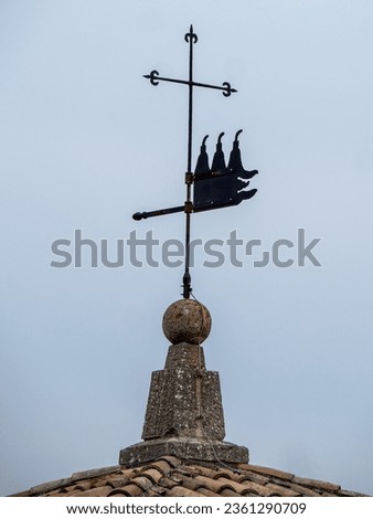 San Marino, San Marino - June 30 2023: Weathercock with the three towers symbols. San Marino is a European microstate and country enclaved by Italy.