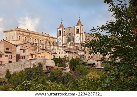 San Martino al Cimino, Viterbo, Lazio, Italy: cityscape of the old town with the medieval church and the ancient Doria Pamphilj Palace

