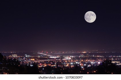 San Mateo Bridge In Moonlight