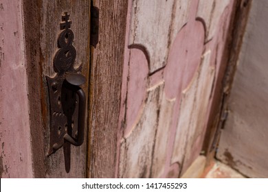 San Miguel, California - June 11 2018: Details Of The Door To The Mission San Miguel Arcangel, The Sixteenth Of The California Missions To Be Founded, Opened In 1797.