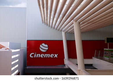 San Miguel De Cozumel, Mexico - January 28 2020: Sign For The Cinemex Movie Theater At Punta Langosta