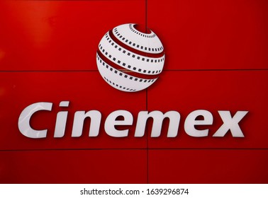 San Miguel De Cozumel, Mexico - January 28 2020: Sign For The Cinemex Movie Theater At Punta Langosta