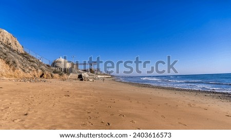 San Onofre State Beach, coastline with view of the San Onofre nuclear power plant,San Diego County, California, USA