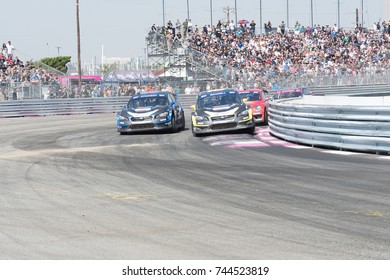 San Pedro, CA - October 14, 2017: Ralleycross Drivers Competing During The Red Bull GRC Global Rallycross Championship.