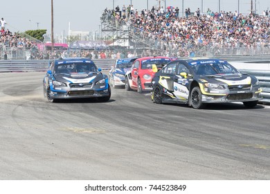 San Pedro, CA - October 14, 2017: Ralleycross Drivers Competing During The Red Bull GRC Global Rallycross Championship.