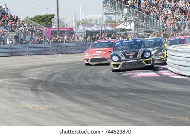 San Pedro, CA - October 14, 2017: Ralleycross Drivers Competing During The Red Bull GRC Global Rallycross Championship.