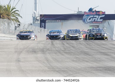 San Pedro, CA - October 14, 2017: Ralleycross Drivers Competing During The Red Bull GRC Global Rallycross Championship.