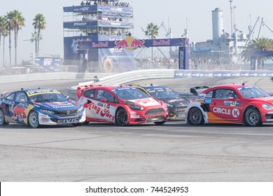 San Pedro, CA - October 14, 2017: Ralleycross Drivers Competing During The Red Bull GRC Global Rallycross Championship.