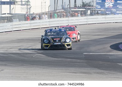 San Pedro, CA - October 14, 2017: Ralleycross Drivers Competing During The Red Bull GRC Global Rallycross Championship.