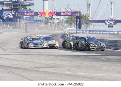 San Pedro, CA - October 14, 2017: Ralleycross Drivers Competing During The Red Bull GRC Global Rallycross Championship.